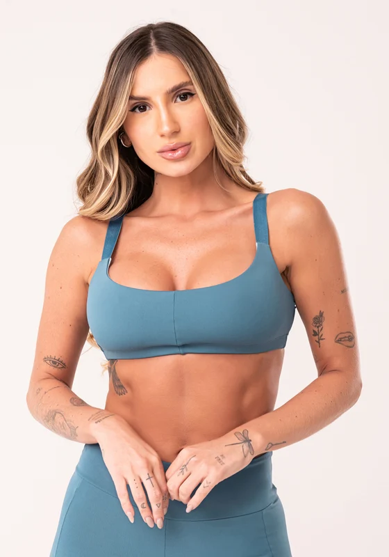 Top Fitness Feminino Azul com Alças de Elástico Oasis Dlk AZUL / P