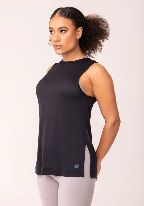 Camiseta Fitness Feminina Preto Com Fenda Lateral Oasis Dlk PRETO / GG