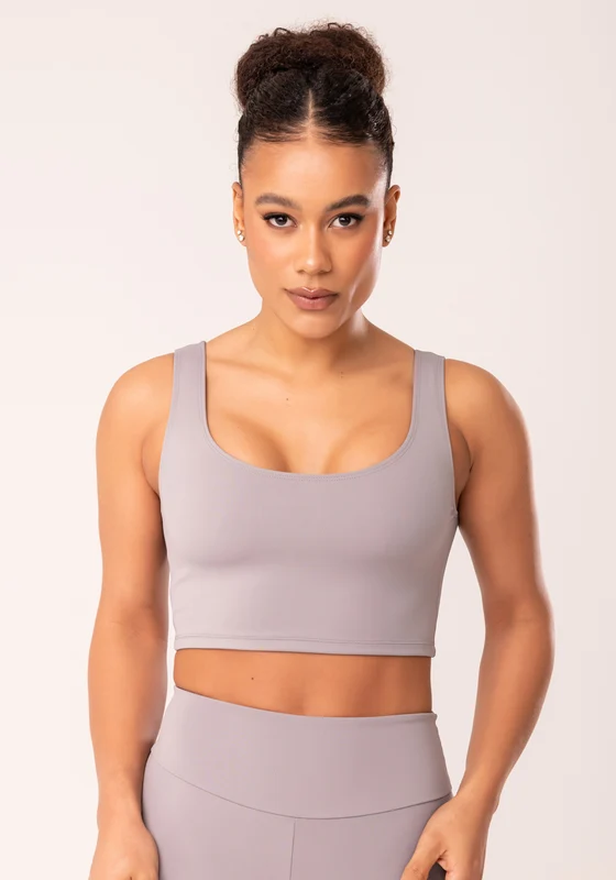Top Cropped Fitness Feminino Cinza Com Recortes Oasis Dlk CINZA / GG