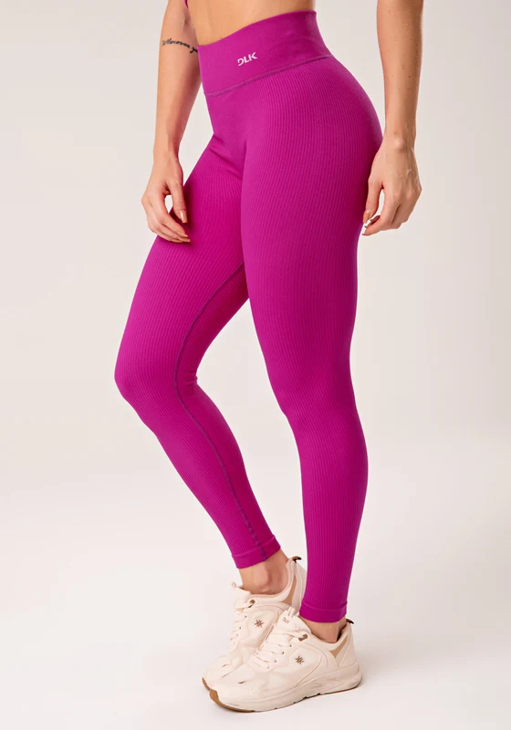 Legging Fitness Feminina Fúcsia Canelada Com Cós Alto Seamless+ Dlk ROSA / G
