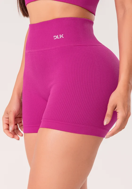 Short Fitness Feminino Fúcsia Canelado Com Cós Alto Seamless+ Dlk ROSA / G