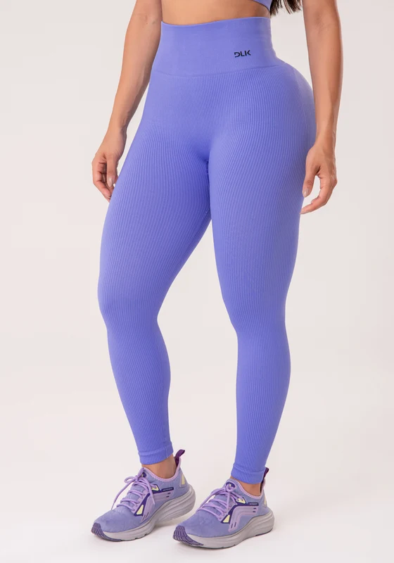 Legging Fitness Feminina Azul Hortênsia Canelada Modela Bumbum Seamless+ Dlk AZUL / GG