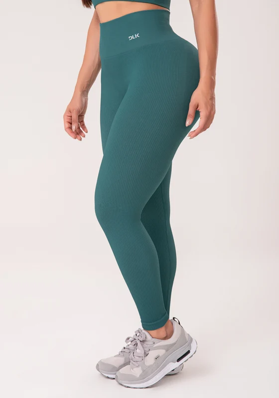 Legging Fitness Feminina Verde Escuro Canelada Modela Bumbum Seamless+ Dlk VERDE / GG