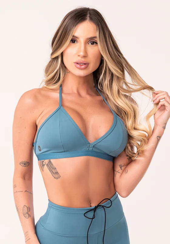 Top Fitness Feminino Azul Com Bojo E Alças Finas Oasis Dlk AZUL / M