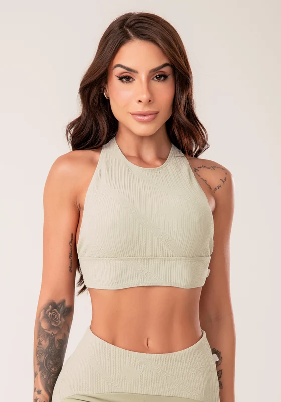 Top Fitness Feminino Oliva Decote Alto Harmony Dlk OLIVA / P