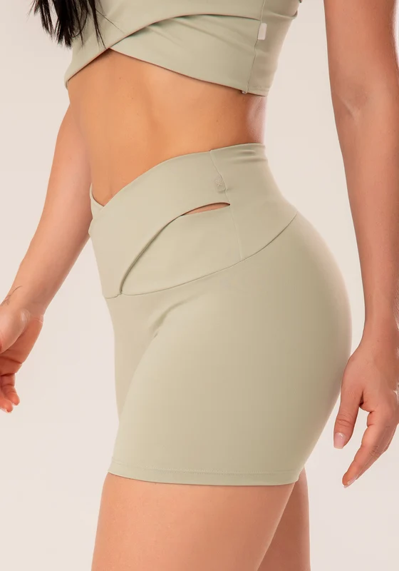 Short Fitness Feminino Oliva Com Cós Transpassado Harmony Dlk OLIVA / P