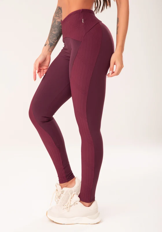 Legging Fitness Feminina Vinho Com Recortes Harmony Dlk VINHO / G