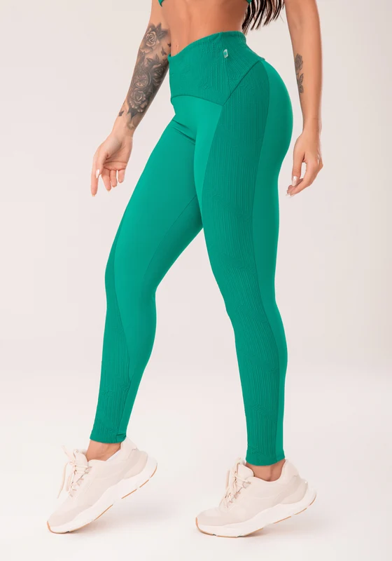Legging Fitness Feminina Verde Com Recortes Harmony Dlk VERDE / G