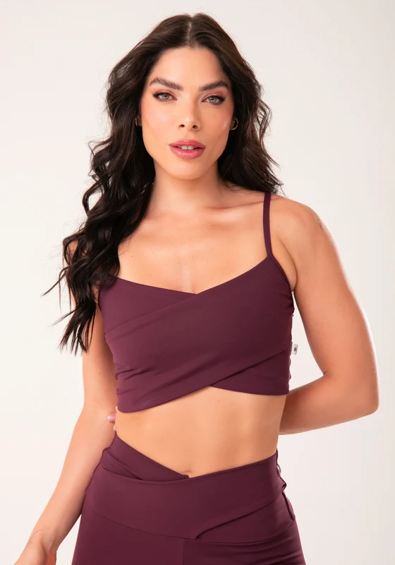 Top Fitness Feminino Vinho Transpassado Harmony Dlk VINHO / P