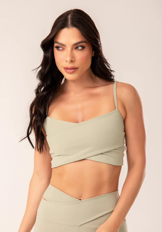 Top Fitness Feminino Oliva Transpassado Harmony Dlk OLIVA / G