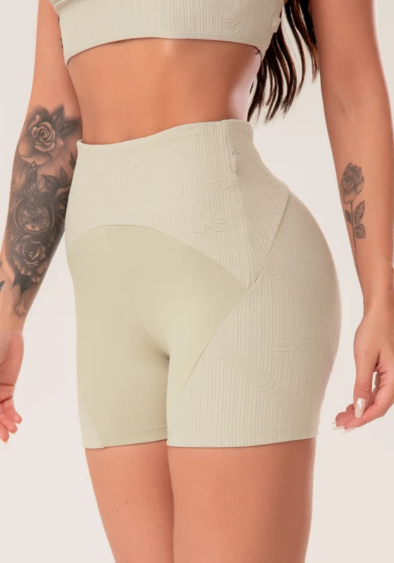 Short Fitness Feminino Oliva Com Recortes Texturizados Harmony Dlk OLIVA / G