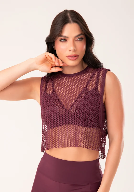 Cropped De Tela Feminino Vinho Harmony Dlk VINHO / M