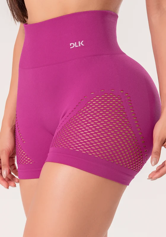 Short Fitness Feminino Fúcsia Com Tela E Modela Bumbum Seamless+ Dlk ROSA / P
