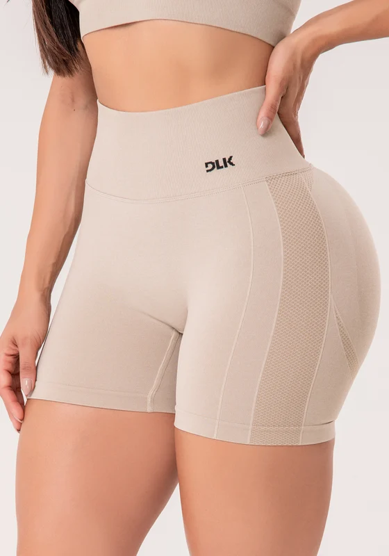 Short Fitness Feminino Areia Com Detalhe Texturizado E Modela Bumbum Seamless+ Dlk NUDE / P
