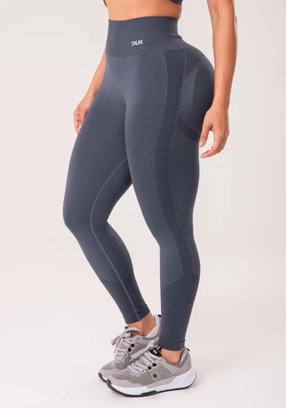 Legging Fitness Feminina Cinza Chumbo Com Detalhe Texturizado E Modela Bumbum Seamless+ Dlk CINZA / P