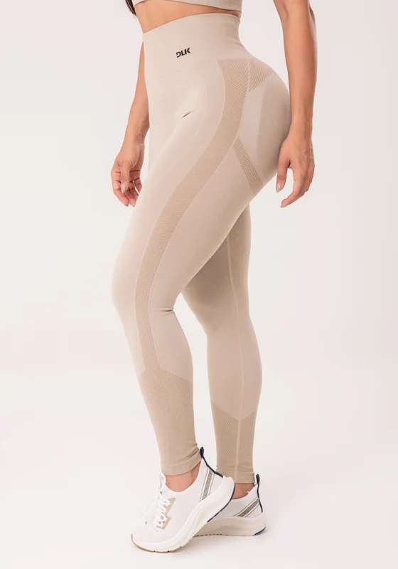 Legging Fitness Feminina Areia Com Detalhe Texturizado E Modela Bumbum Seamless+ Dlk NUDE / GG