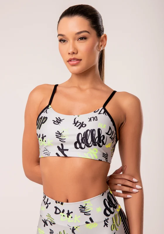 Top Fitness Feminino Com Bojo Estampado Neon Infusion Printed Dlk COLORIDO / M