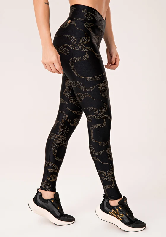 Legging Fitness Feminina Preto com Cós Transpassado Lush Dlk PRETO / M