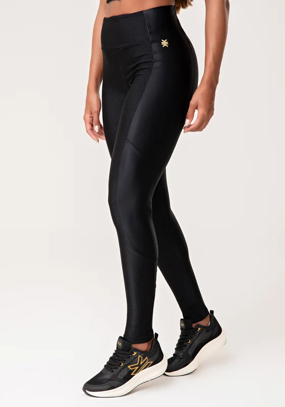 Legging Fitness Feminina Preto Com Detalhe Canelado Lush Dlk PRETO / G