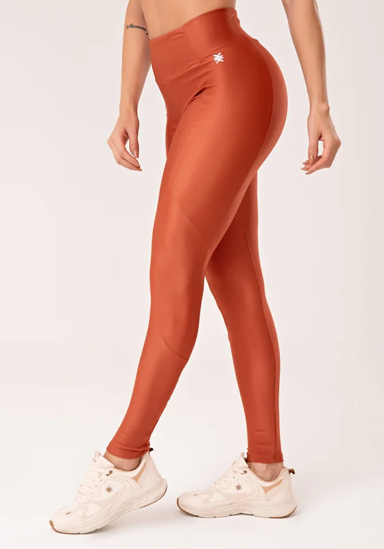 Legging Fitness Feminina Terracota Com Detalhe Canelado Lush Dlk LARANJA / G