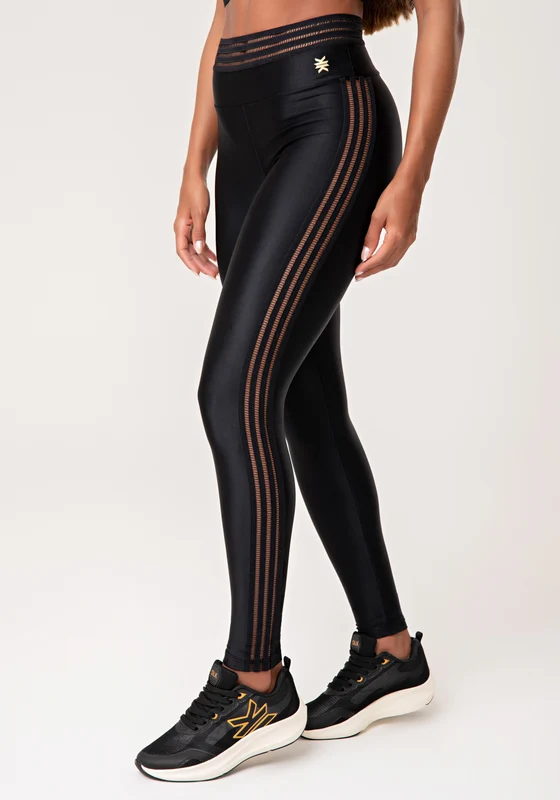 Legging Fitness Feminina Preto Com Elástico Lush Dlk PRETO / G