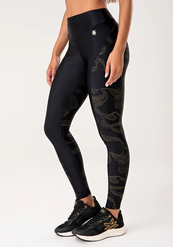 Legging Fitness Feminina Preto Com Recortes Lush Dlk PRETO / M
