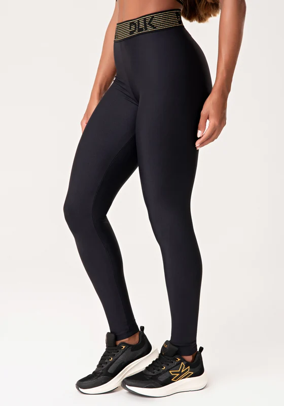 Legging Fitness Feminina Preto Com Elástico Lurex Lush Dlk PRETO / G