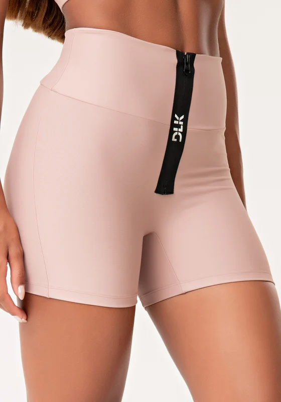 Short Fitness Feminino Nude Com Zíper Emborrachado Lush Dlk NUDE / G