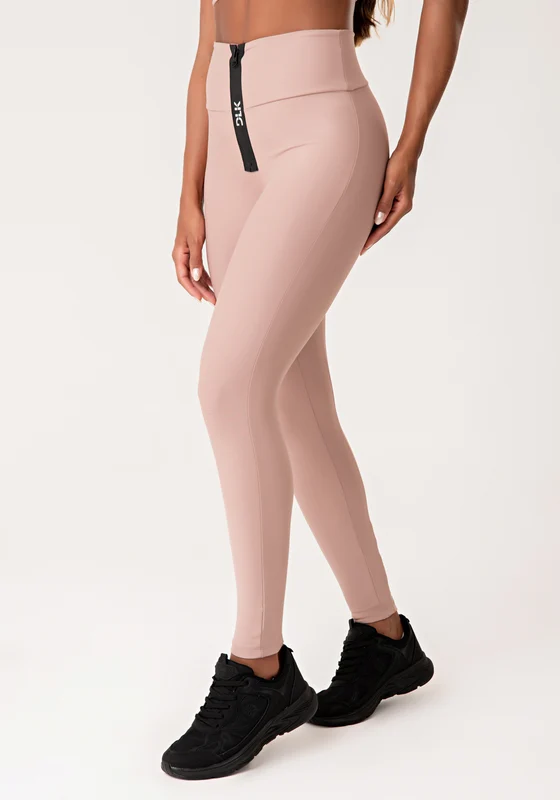 Legging Fitness Feminina Nude Com Zíper Emborrachado Lush Dlk NUDE / P