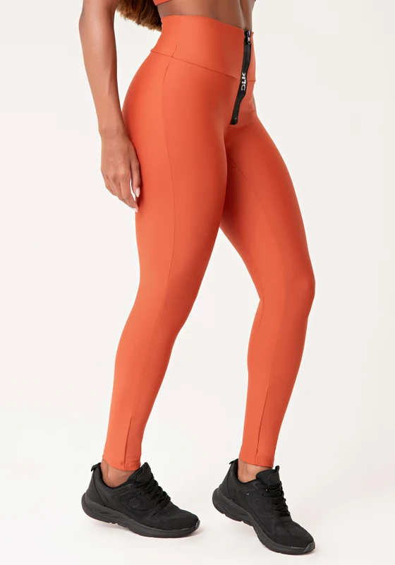 Legging Fitness Feminina Terracota Com Zíper Emborrachado Lush Dlk LARANJA / M