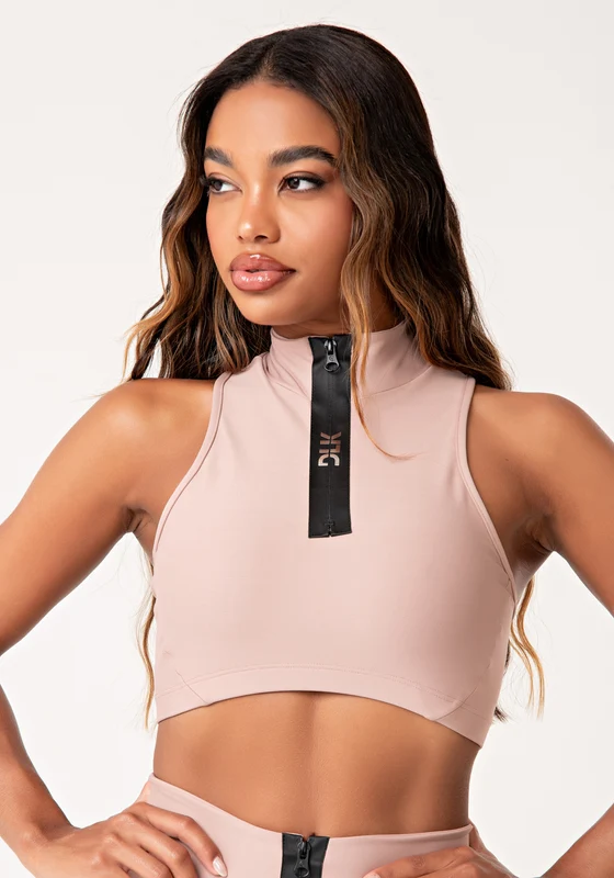 Top Fitness Feminino Nude Com Zíper Emborrachado Lush Dlk NUDE / G