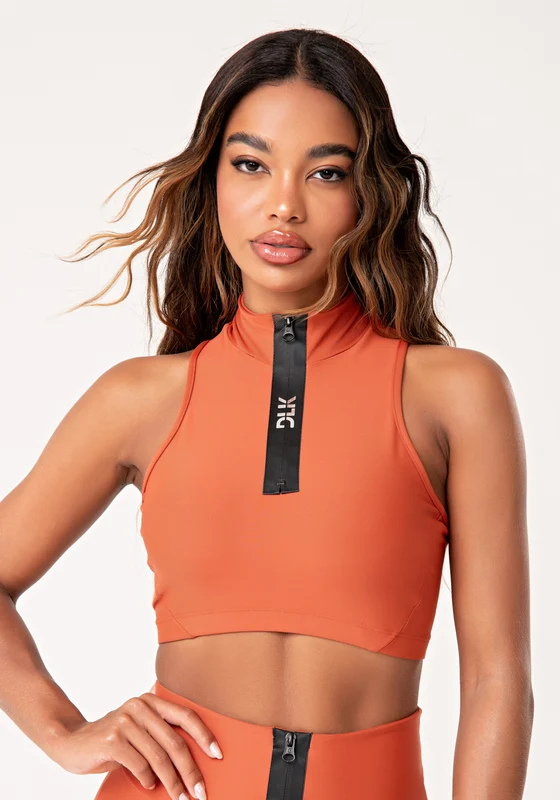 Top Fitness Feminino Terracota Com Zíper Emborrachado Lush Dlk LARANJA / G