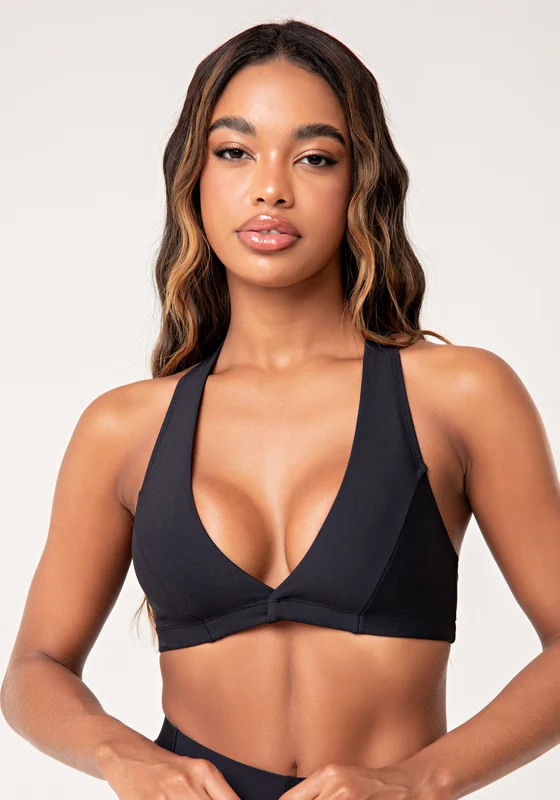 Top Fitness Feminino Preto Com Decote V Transpassado Lush Dlk PRETO / GG