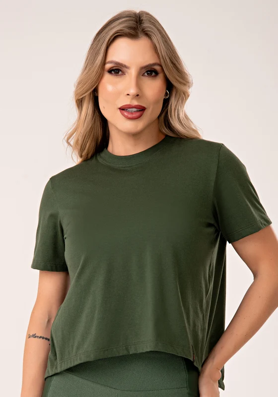 Blusa Feminina De Algodão Verde Com Abertura Nas Costas Lush Dlk VERDE / GG