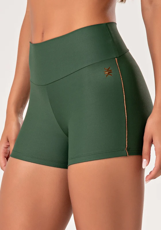 Short Fitness Feminino Verde Com Detalhe Em Lurex Lush Dlk VERDE / G