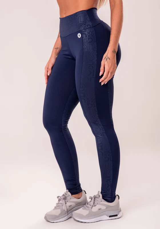 Legging Fitness Feminina Azul Marinho Com Recortes Logomania Reflections Dlk AZUL MARINHO / G