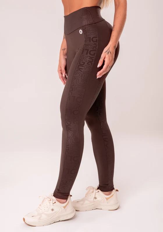 Legging Fitness Feminina Marrom Com Recortes Logomania Reflections Dlk MARROM / G