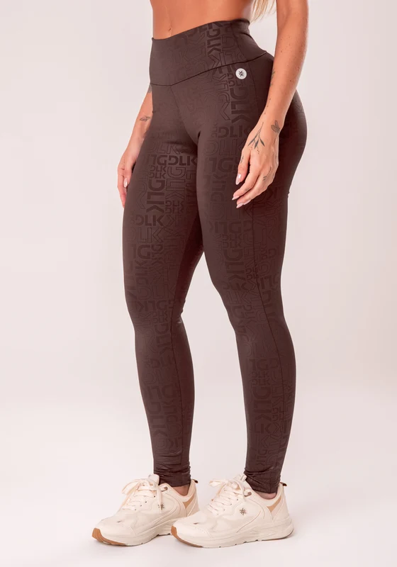 Legging Fitness Feminina Marrom Logomania Reflections Dlk MARROM / GG