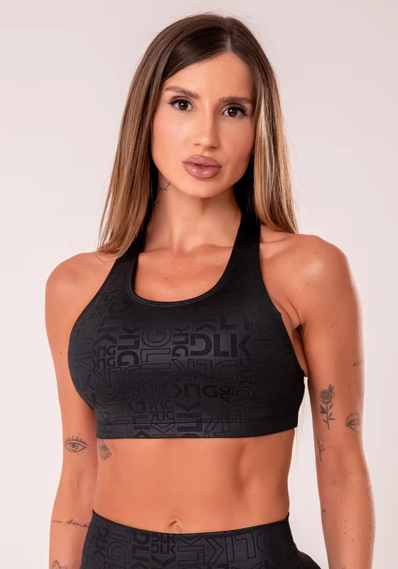 Top Fitness Feminino Nadador Preto Logomania Reflections Dlk PRETO / G