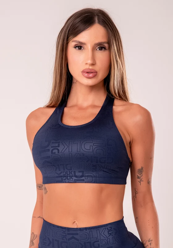 Top Fitness Feminino Nadador Azul Marinho Logomania Reflections Dlk AZUL MARINHO / G