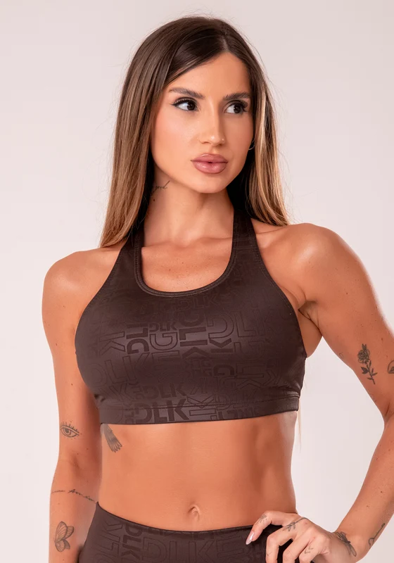 Top Fitness Feminino Nadador Marrom Logomania Reflections Dlk MARROM / M