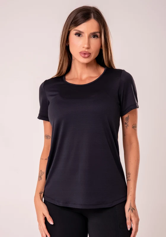 Blusa T-shirt Feminina Preto Reflections Dlk PRETO / M