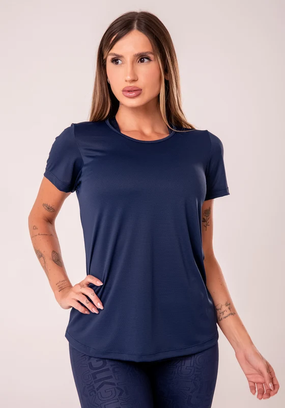 Blusa T-shirt Feminina Azul Marinho Reflections Dlk AZUL MARINHO / GG