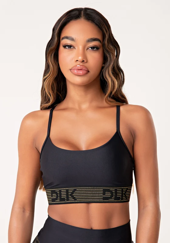 Top Fitness Feminino Preto Com Bojo E Elástico Lurex Lush Dlk PRETO / GG