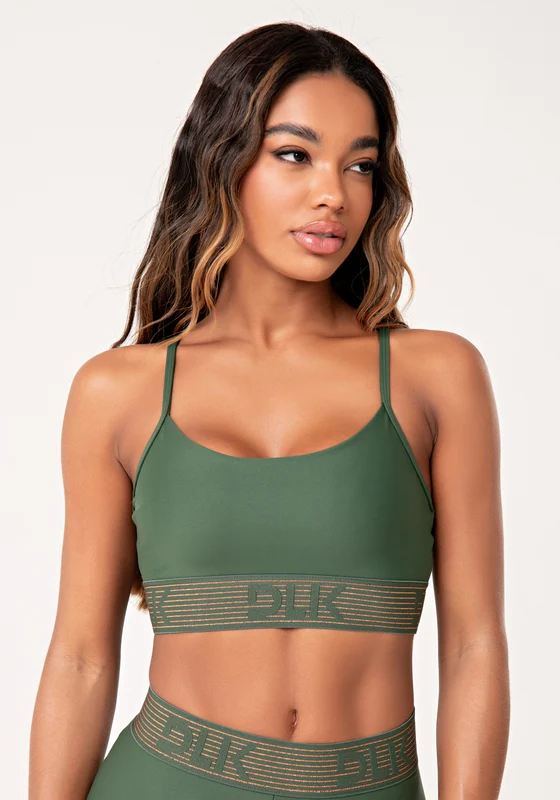 Top Fitness Feminino Verde Com Bojo E Elástico Lurex Lush Dlk VERDE / P