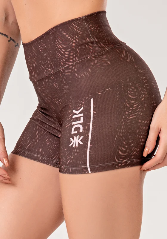 Short Fitness Feminino Estampado Energy Marrom Printed Mousse Dlk MARROM / G
