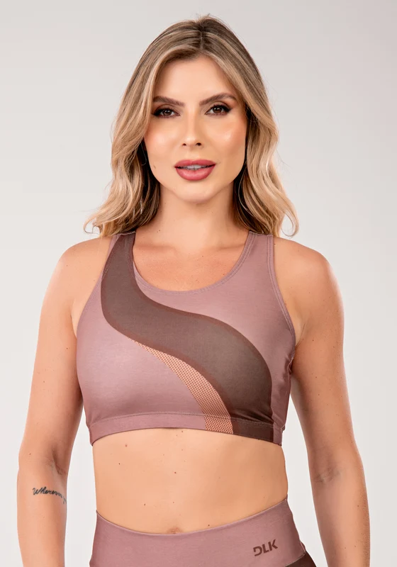 Top Fitness Feminino Nadador Estampado Belive Marrom Printed Mousse Dlk MARROM / GG