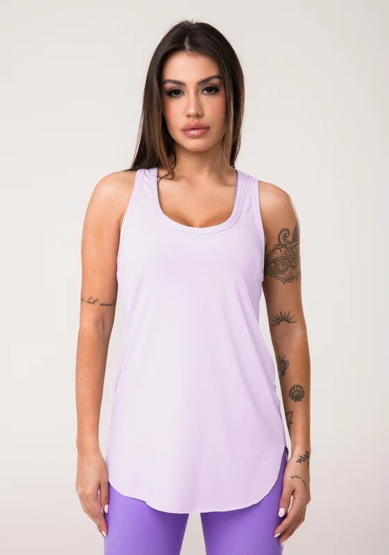 Camiseta Fitness Feminina Alongada Lilás Aura Dlk ROXO / M