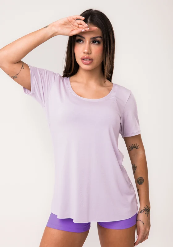 Blusa T-shirt Fitness Feminina Lilás Aura Dlk ROXO / GG