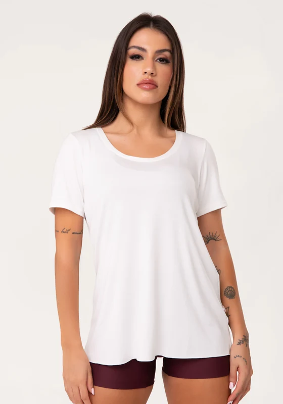 Blusa T-shirt Fitness Feminina Off White Aura Dlk OFF WHITE / M